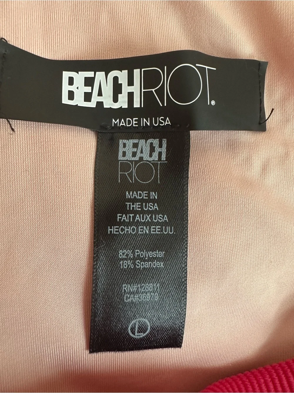 BEACH RIOT Carlie One-Piece Pink Rouge Color Block Ribbed Swimsuit Large NWOT
